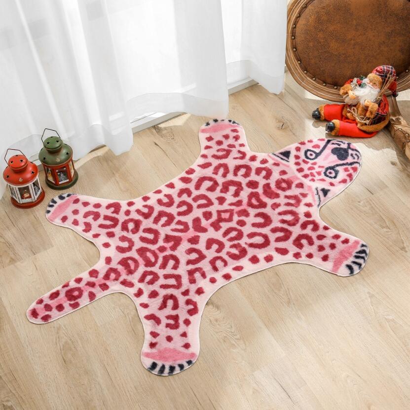 Pink imitation pattern Rug faux skin leather