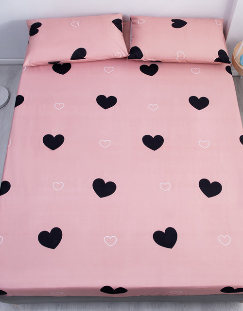 Load image into Gallery viewer, pink black heart Waterproof Fitted Sheet Home Bed Cover
